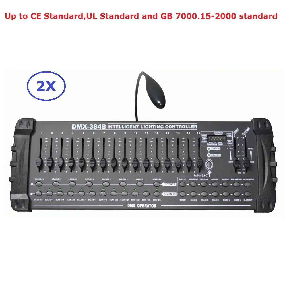 

2 Pack New Arrival DMX512 Professional Stage Lighting Controller DMX 384B Console DC9V 1990 Standard 384 Output Channels