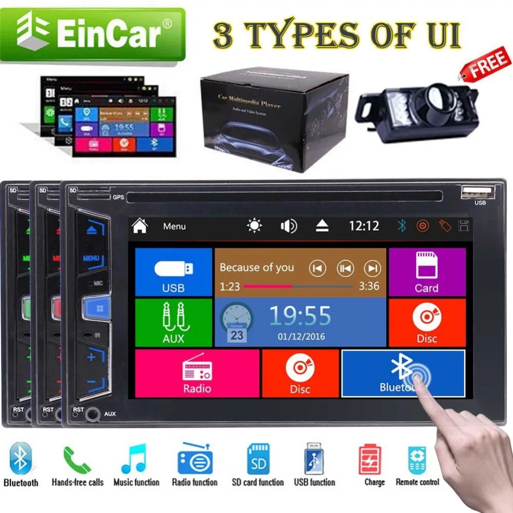 Автомобильное автомобильное радио стерео 6 2 ''головное устройство Bluetooth FM AM