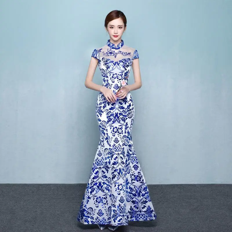 Сексуальные тонкие вечерние платья Cheongsam в винтажном китайском стиле, женское свадебное вечернее платье Qipao, Элегантное Длинное платье без рукавов в стиле ретро Vestidos - Цвет: style - 2