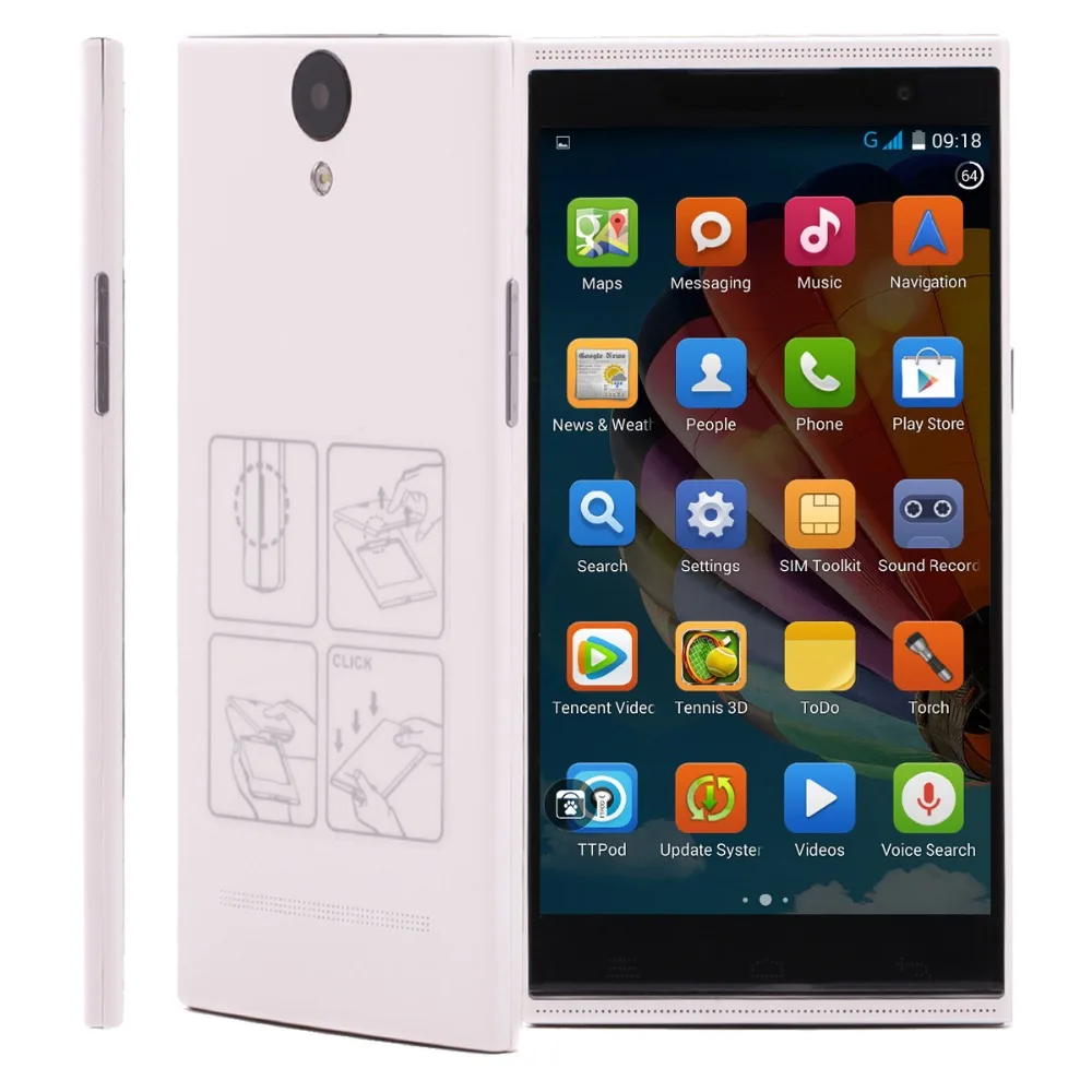 IRULU Смартфон V1 5.5 &quotIPS QHD MTK6582 Android 4.4.2 Quad Core 1 ГБ/8 ГБ Мобильный 8.0MP Wifi GPS Мобильного
