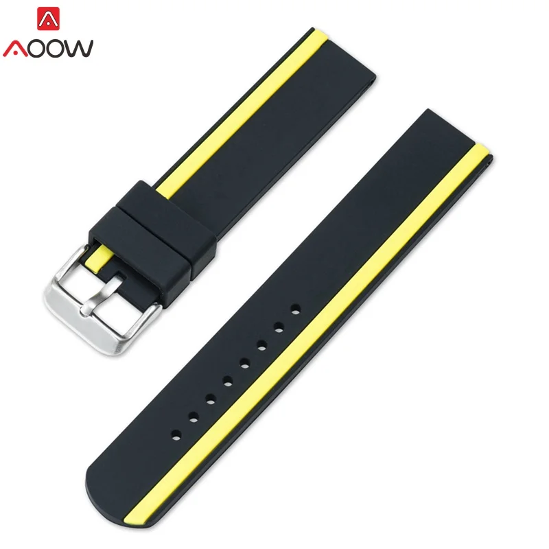 yellow Силиконовый ремешок для часов samsung huawei Watch 20 мм 22 мм 24 мм спортивный сменный резиновый универсальный ремешок для часов Браслет Ремни - Цвет ремешка: yellow