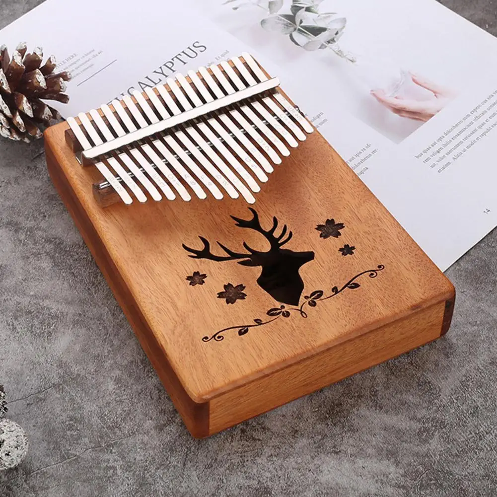 Клавиатура Kalimba Mbira с 17 клавишами Пальчиковый пианино олень цветок из красного
