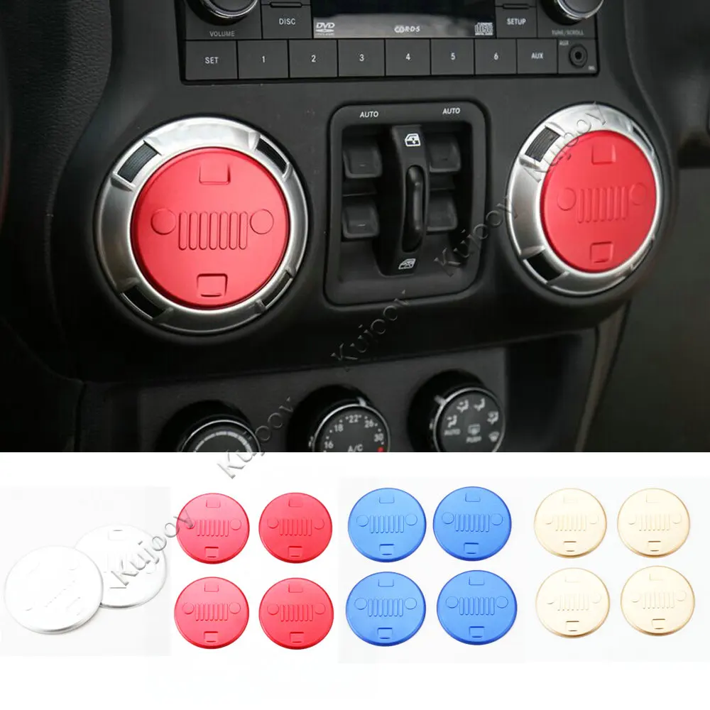 

4X Red/ Blue/ Gold/ Silver Front Face Car Air Condition Air Vent Trim Cover Sticker Decor Frame Trim for Jeep wrangler 11-17