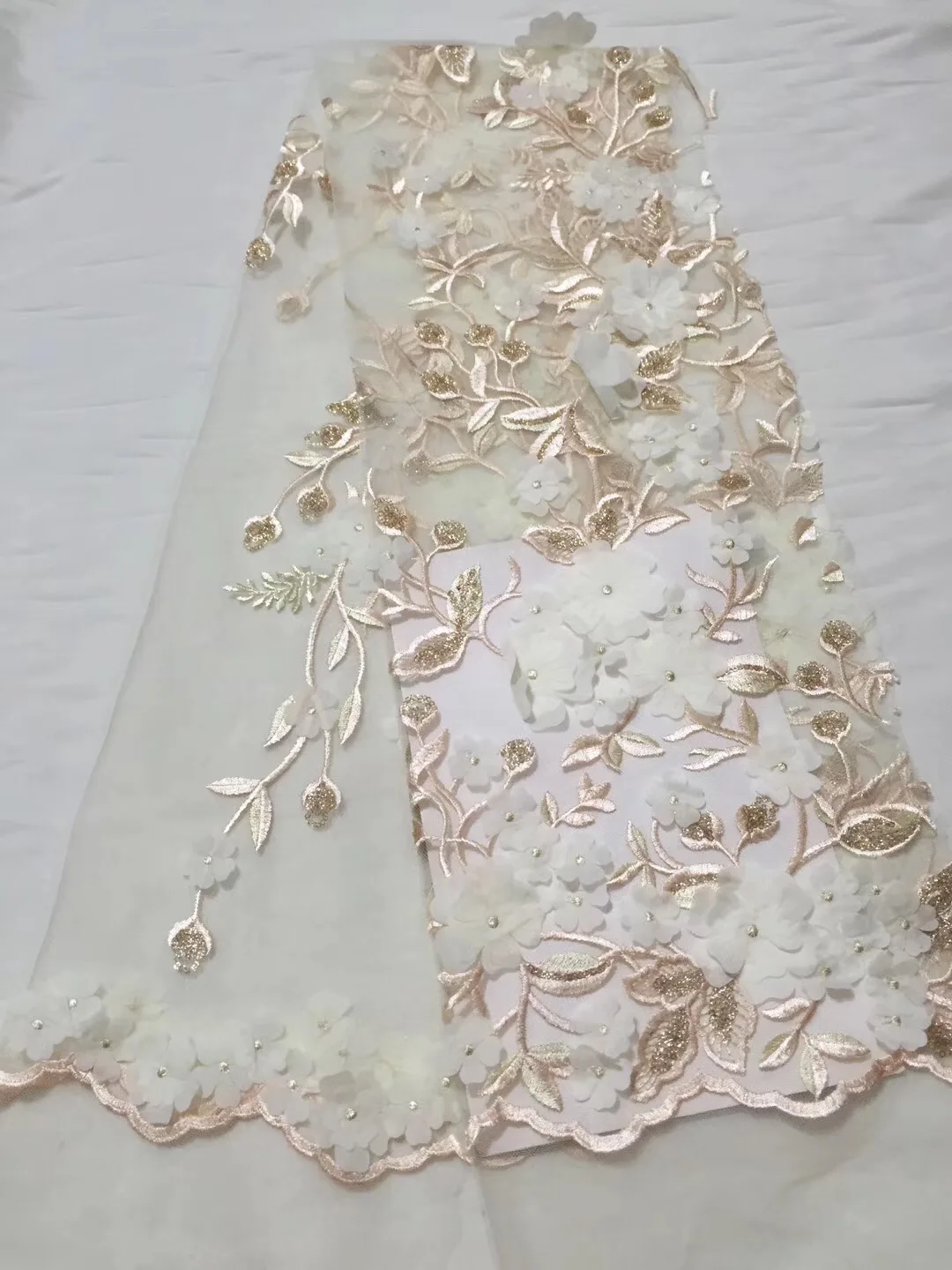 2018 New Style African Lace Fabric Green Pink High Quality 3D Flower French Net Wedding Nigeria Embroidered Party Dress LCD904 | Дом и сад