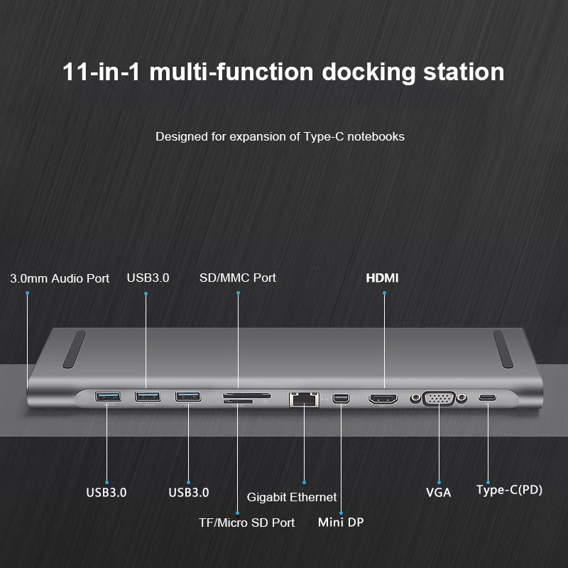 Ingelon многофункциональная 11 в 1 концентратор USB Type C док станция для MacBook алюминий