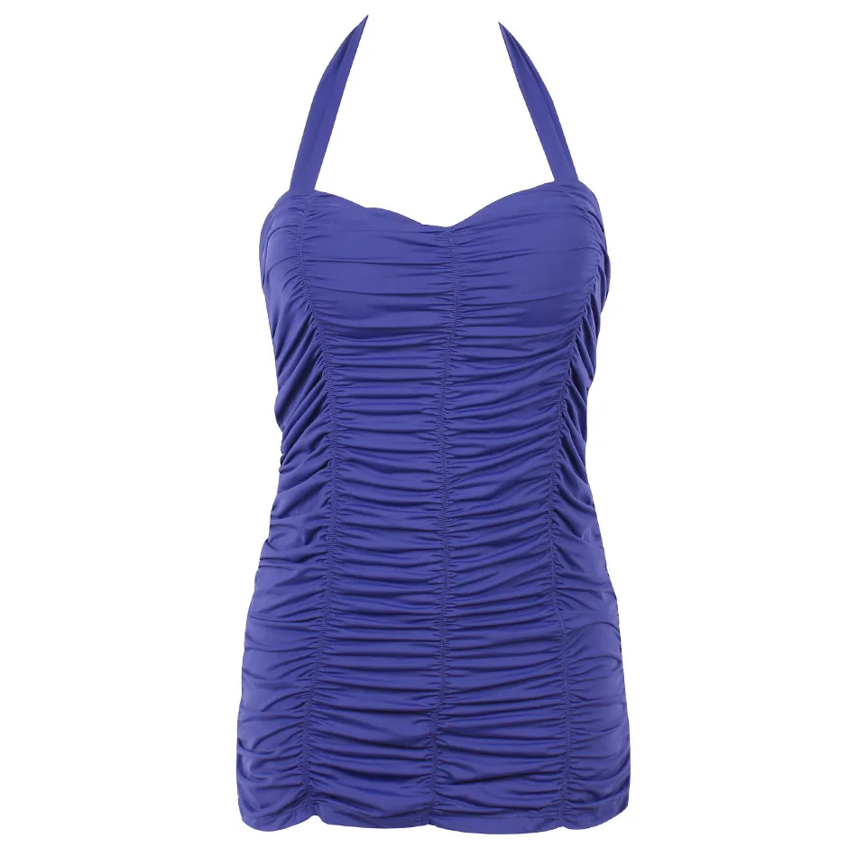 Женский купальник с лямкой на шее TQSKK однотонный большого размера в стиле ретро