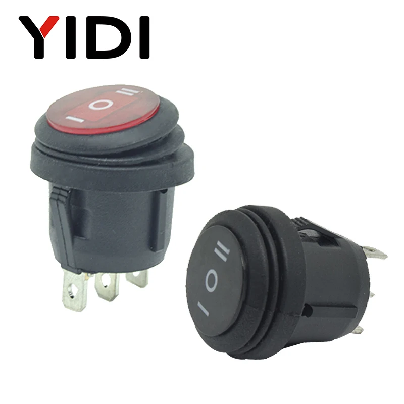 6A 250VAC Водонепроницаемый круглый тумблер 12В 220 V, красные, зеленые, синие, желтые светодиодный светильник кулисный переключатель 10A 125VAC вкл/выкл SPST переключатель