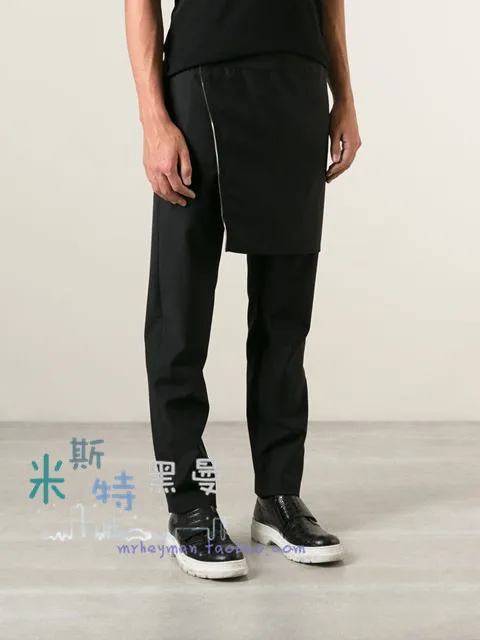 

S-6XL!!Men's autumn and winter asymmetry of two pieces of small foot leisure pants skirt.
