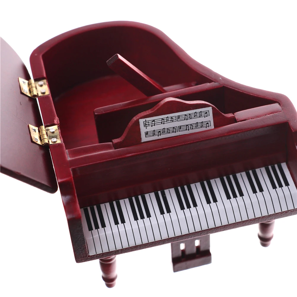 

New 1Set Red Grand Piano Model With Music stool Musical Instrument Miniature Display Model Vivid Best GIft For Child And Family