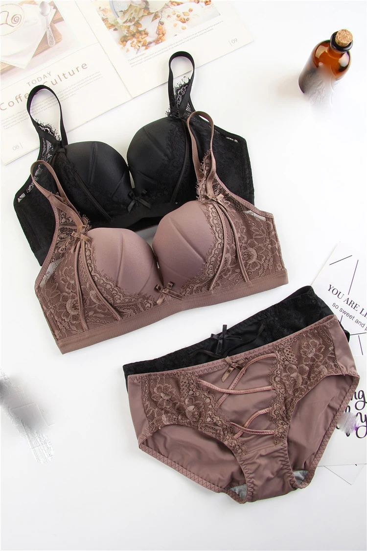 fashion wireless bra set push up adjustable bra with hands and lace panties women seamless sexy underwear girls lingerie