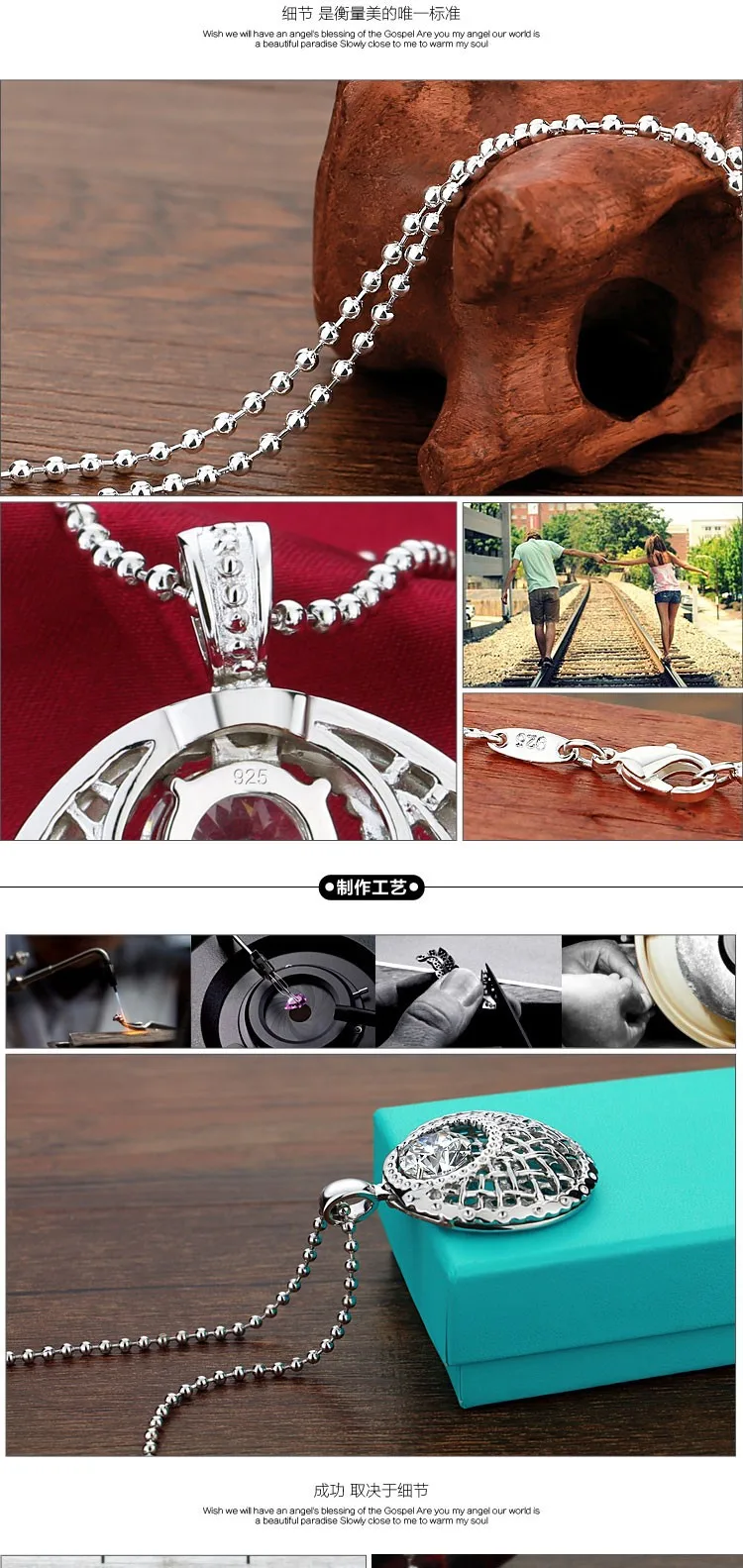 Модное ожерелье из стерлингового серебра 925 пробы для красивых девушек