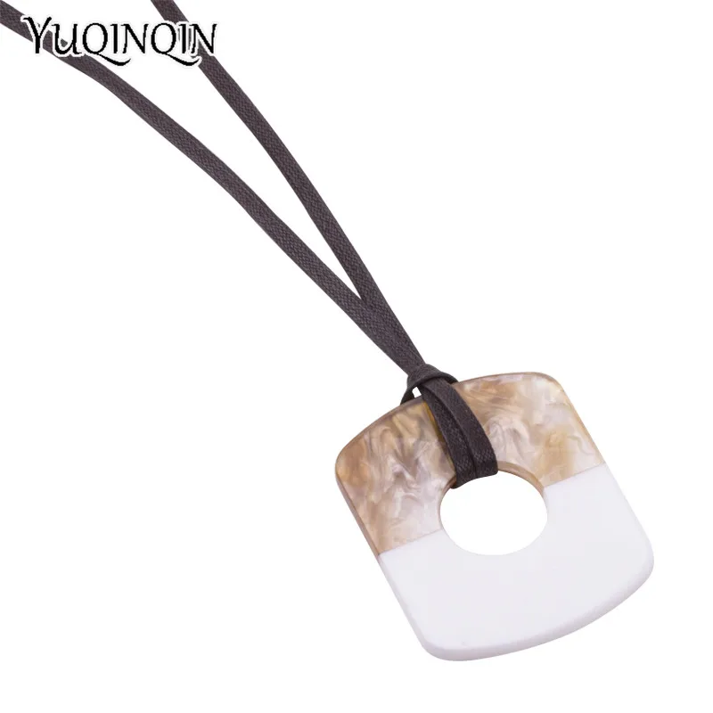 Винтажные Модные акриловые ожерелья для женщин 2018 эффектные с большим кулоном из