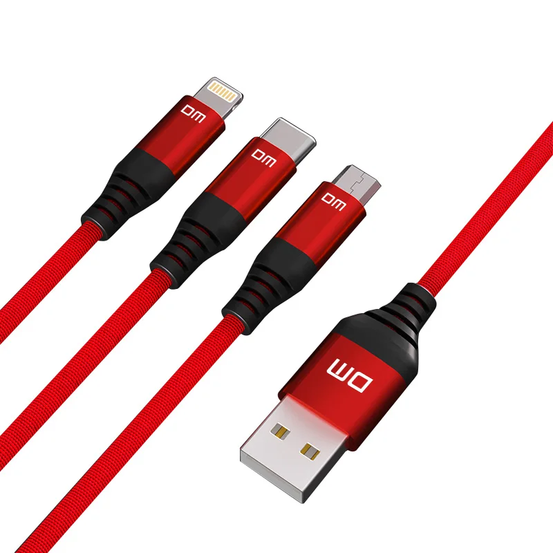 DM 3 в 1 USB кабель для Мобильный телефон Micro Type C зарядный iPhone зарядное устройство