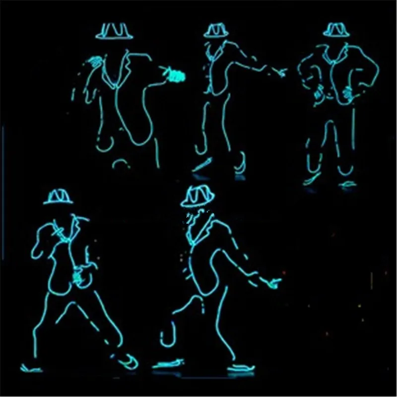 Светодиодный светящийся мигающий светильник ящийся робот костюм EL Wire колпачок