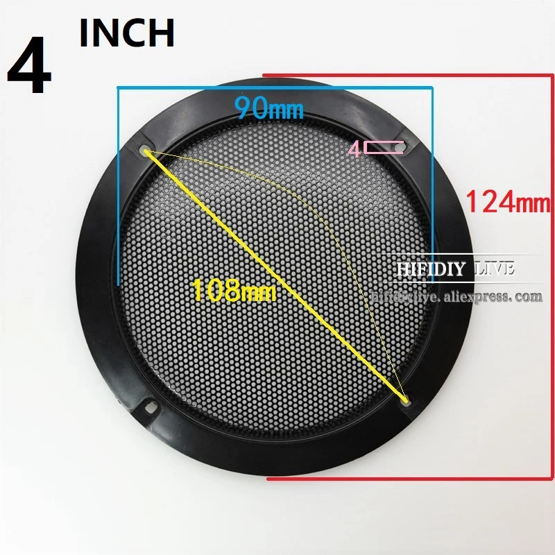 Hifidiy в прямом эфире 5 6. 8 10 дюймов Динамик чистой крышкой высокого качества автомобиля дома Сетчатое покрытие Динамик s Пластик, металлическая оправа, очки из железной проволоки решетки - Цвет: 4 INCH