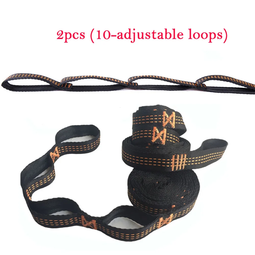 2pcs-10 loops Кемпинг гамак парашют москитная сетка гамак портативный двойной человек подвесной спальный кровать - Цвет: 2pcs-10 loops