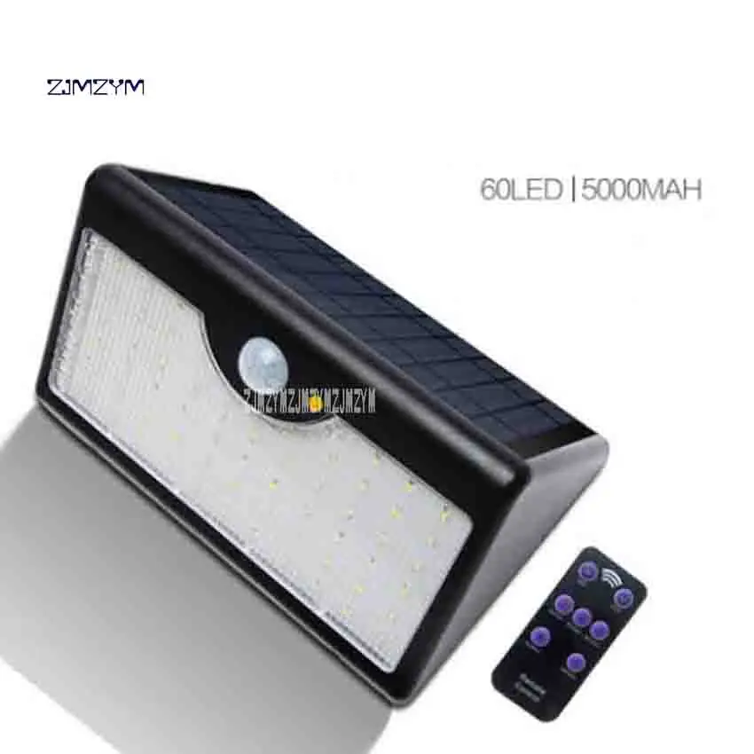 

FH5-1 Solar Light Outdoor Sensor Light 3.2V 11W Super Bright 60LED Remote Control 5 Modes Black Shell White Light Garden Light