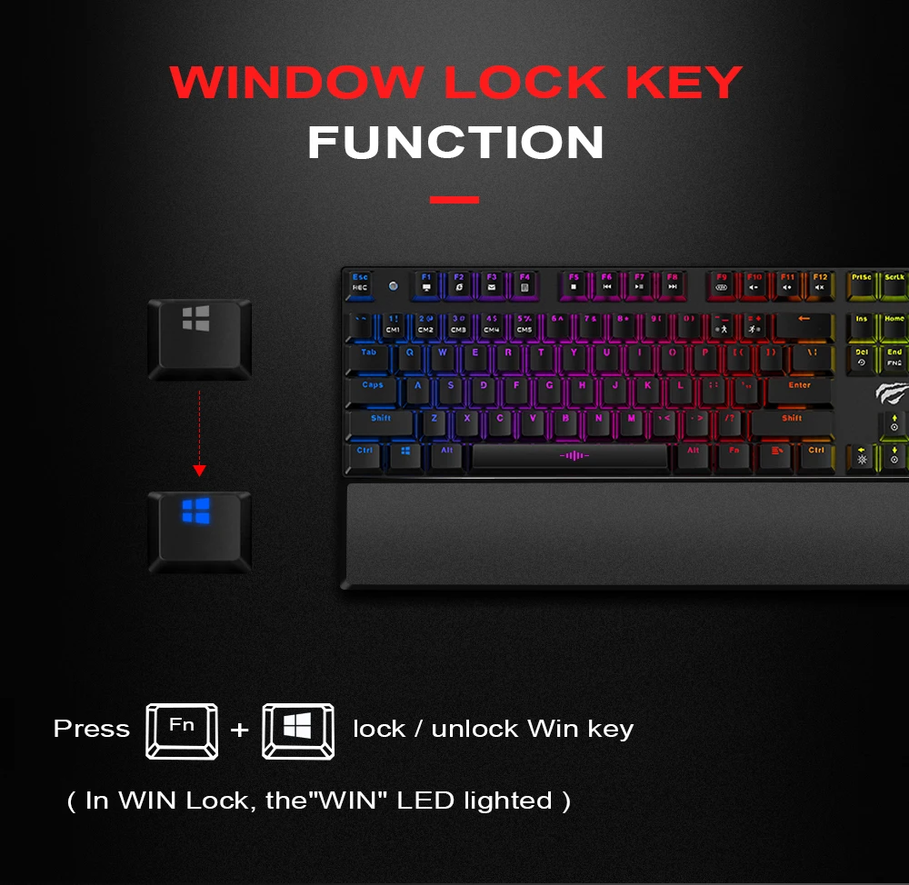 Механическая игровая клавиатура Deepfox, 87 клавиш, синий переключатель, подсветка, анти-ореолы, светодиодная клавиатура, запястье, Pro Gamer