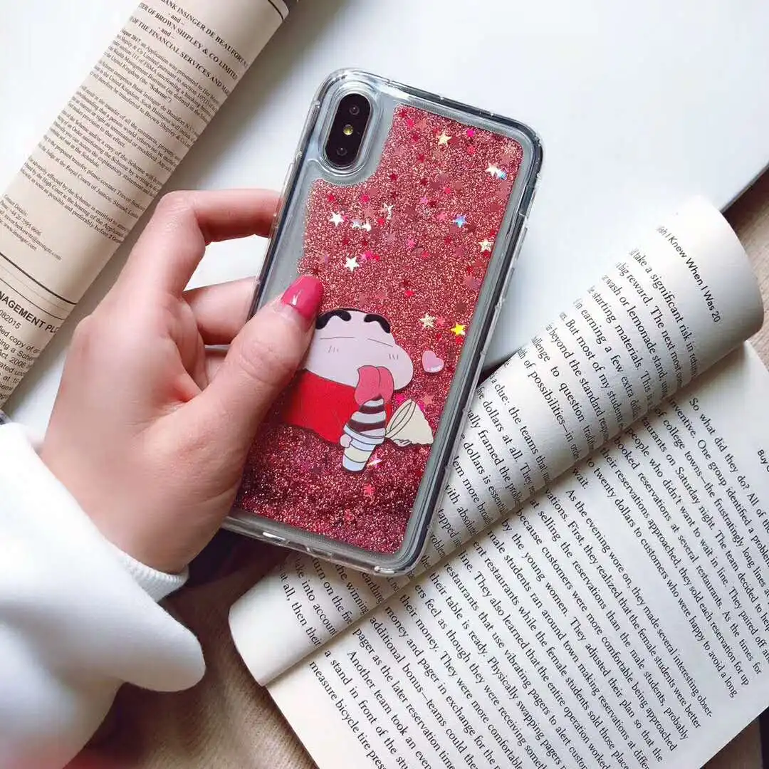Япония милый мультфильм карандаш Shinchan лед жидкий крем Quicksale чехол для iPhone XR XS MAX X 6
