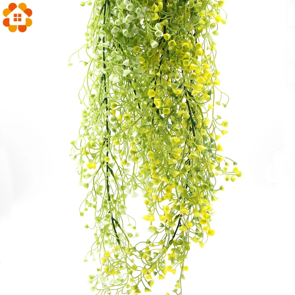 1PC DIY Green Purple Artificial Plant Plastic Rattan Hanging Wall Flower Wedding Party Fake Vine Home Decoration | Дом и сад