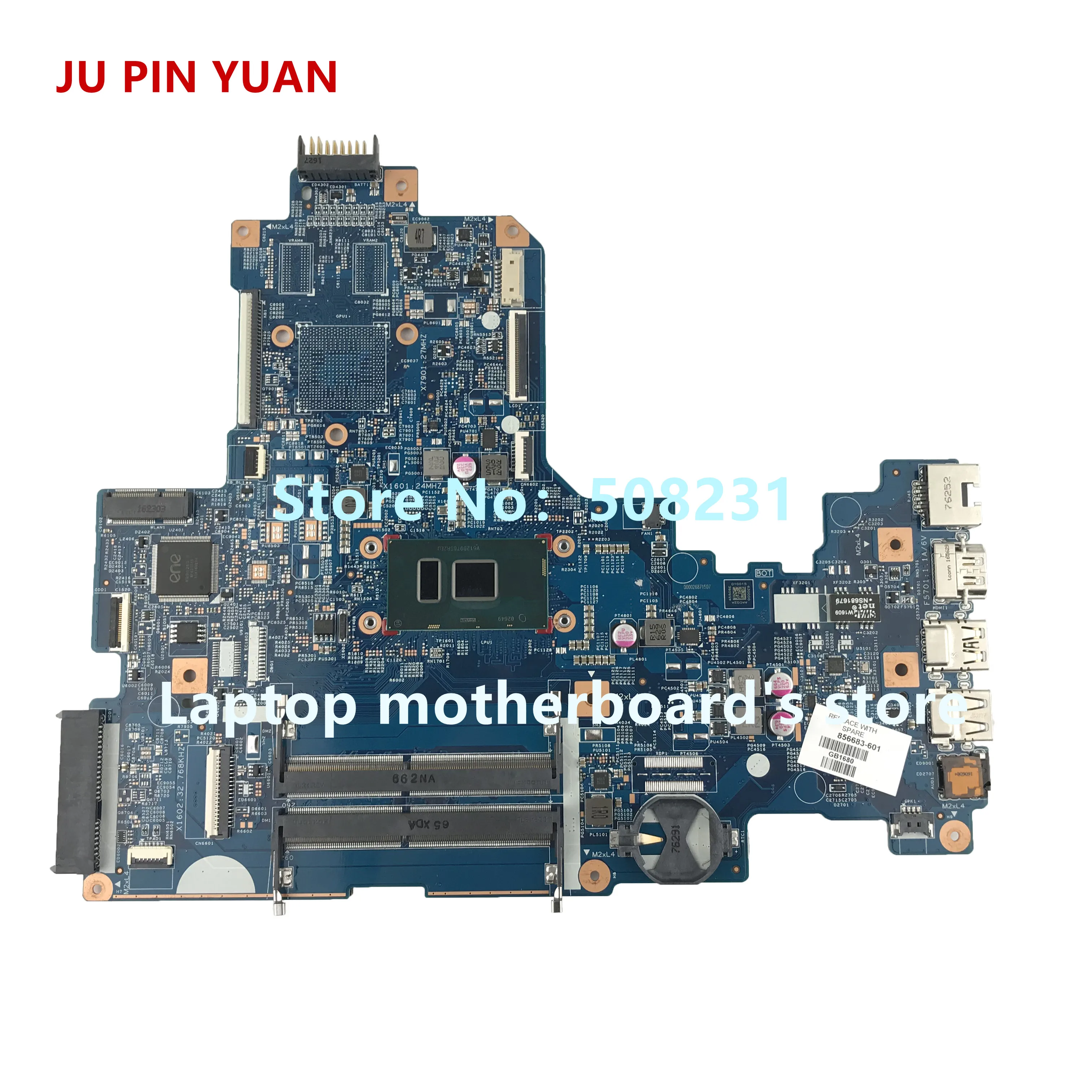 JU PIN YUAN 856683-601 856683-501 448.08E01.0021 для ноутбука hp 17-X 17T-X 17-X001CY Материнская плата ноутбука i3-6100U полностью протестирована