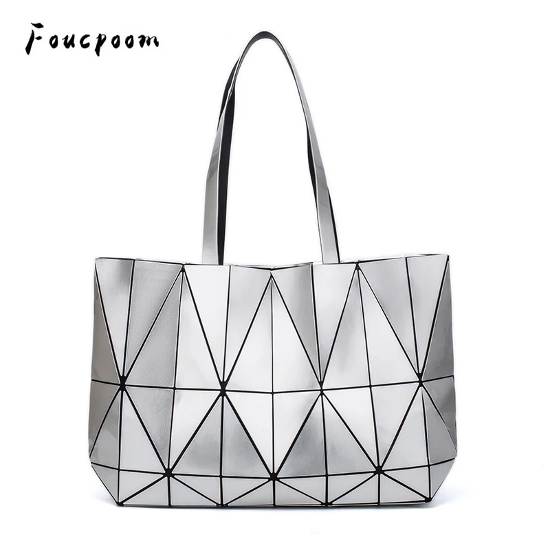 Новые модные сумки женские геометрические тоуты с блестками складные на плечо