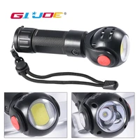 gijoe new applicable magnetic led flashlight tactical light 18650 tow bulbs usb rechargeable torch cob waterproof super bright