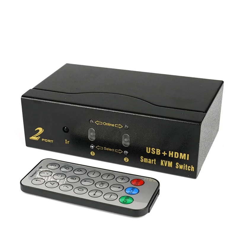 2 порта KVM переключатель HDMI совместимый сплиттер в 1 дистанционного управления USB