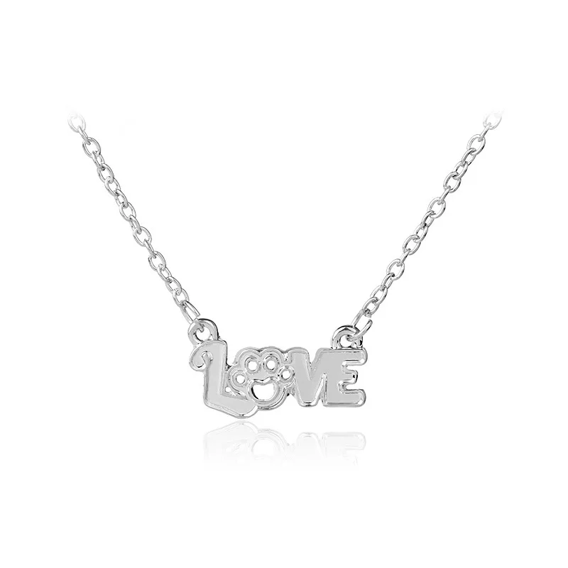 2017 New Fashion Letter I LOVE YOU Pendant Hollow Out Pet Claw Necklace For Girl's Gifts |