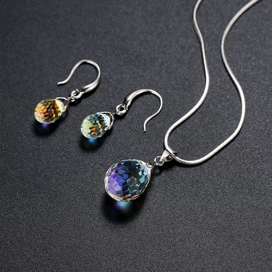 MALANDA Новая мода круглый кристалл от Swarovski набор ожерелье Висячие серьги для женщин Ювелирные наборы Свадебная вечеринка подарок для девочек