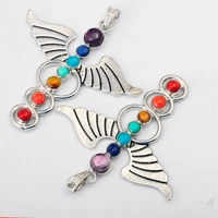 wholesale silver color seven stone chakra necklaces pendants yoga reiki healing balancing 7 necklace women gift