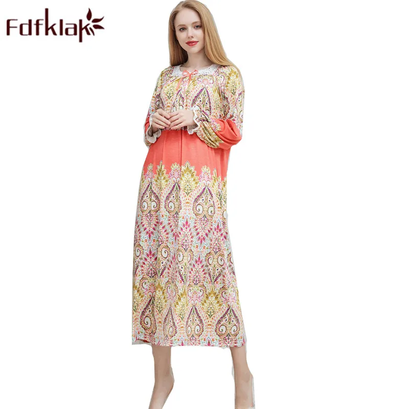 

Spring Summer Cotton Dress Nightwear Long Nightgown Sexy Women Night Dress Sleepwear Night Clothes Long Sleeping Dress Fdfklak