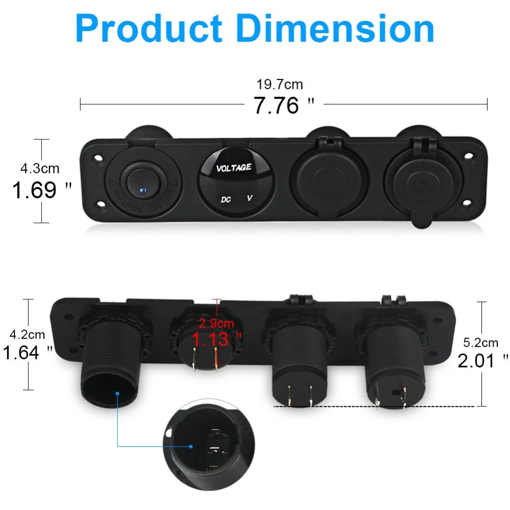 Зарядное устройство с двумя USB-разъемами светодиодным вольтметром розеткой 12 В