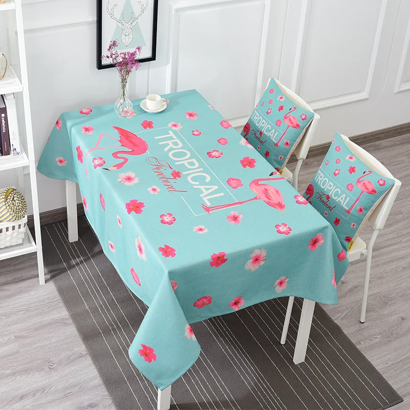 Рождественская скатерть с рисунком фламинго утолщенная хлопковая льняная