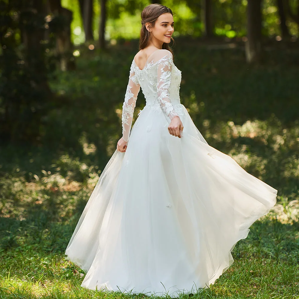 Dressv свадебное платье цвета слоновой кости с глубоким круглым вырезом на молнии