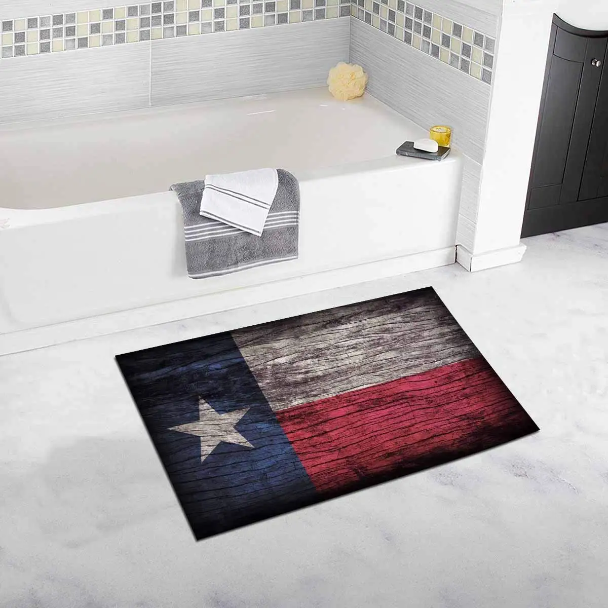 Texas Flag рисунок на деревянной доске текстура Ретро винтажный Стиль Коврик для