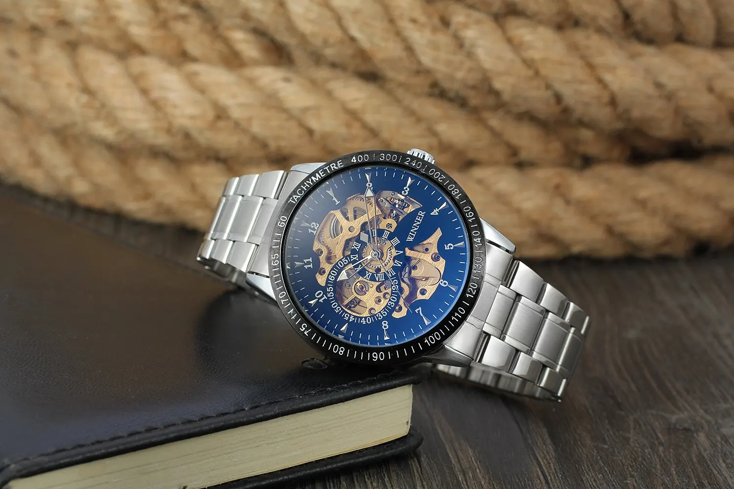 Famous Winner Luxury Vintage Steel Stainless Clock Black Dial Silver Men Mechanical Skeleton Watch Military Automatic Wristwatch | Наручные