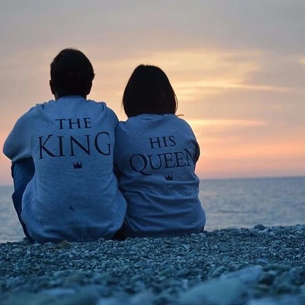 Футболка KLV King & Queen с буквенным принтом для пар серый пуловер светильник