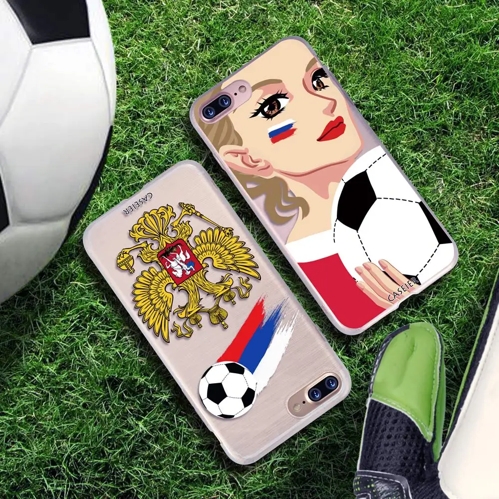 CASEIER Patterned Cases For iPhone 6 6S 7 8 Plus 5 5S SE 3D Emboss 2018 Soccer TPU Phone Shells X 10 Capa |