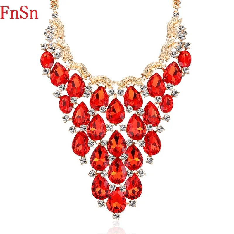 FnSn новые золотые Чокеры с кристаллами эффектное ожерелье кулоном для женщин