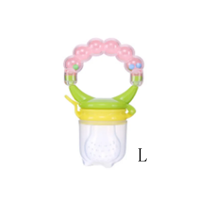 Pink ring L Соска для новорожденного, для безопасного кормления малышей, соска для фруктов, овощей, кормушка для детей, тренировочный инструмент для кормления, игрушка-колокольчик для свежего питания - Цвет: Pink ring L