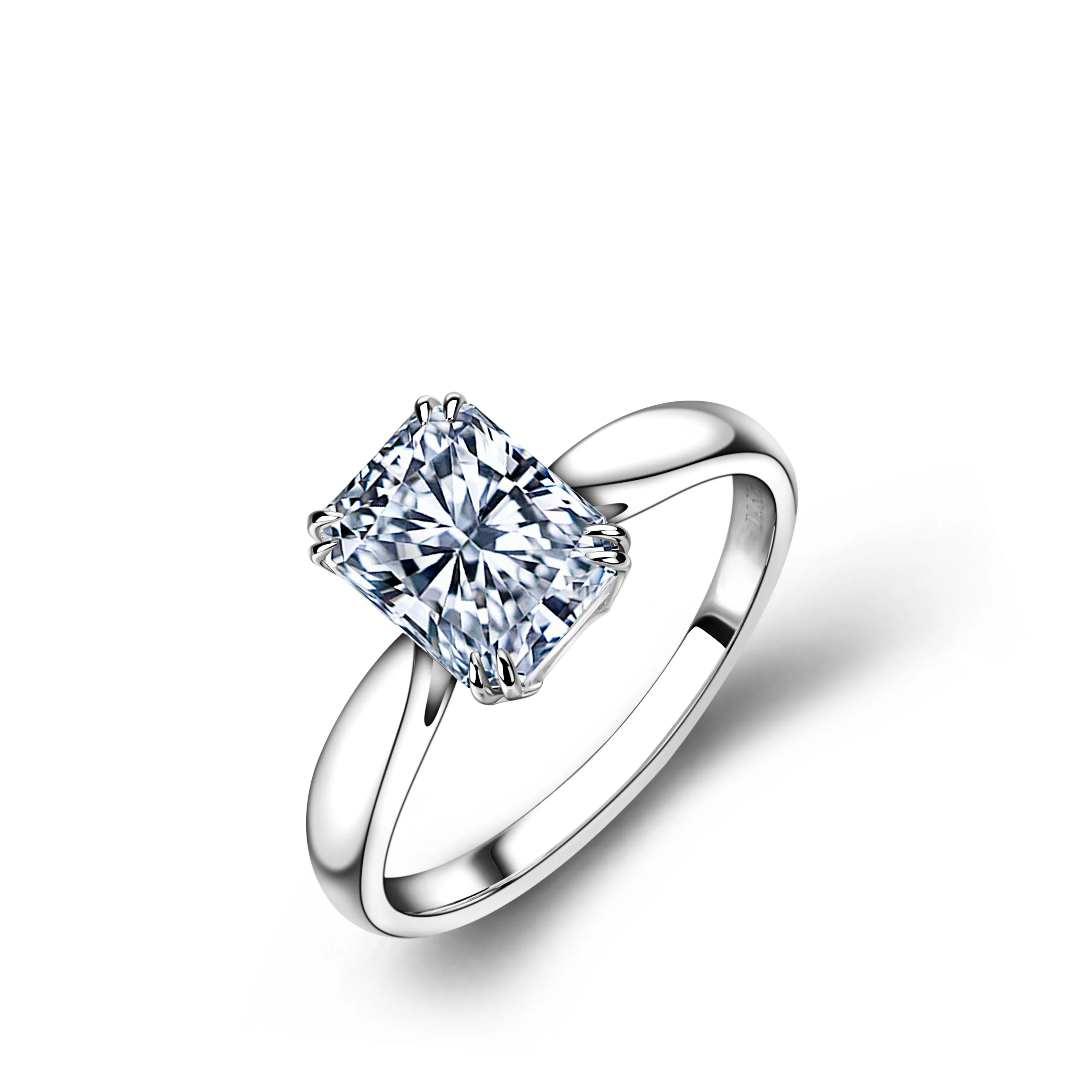 2.50CT 9x7 мм Сияющий Cut Solid 14k белое золото Пасьянс Moissanite алмазное женское свадебное
