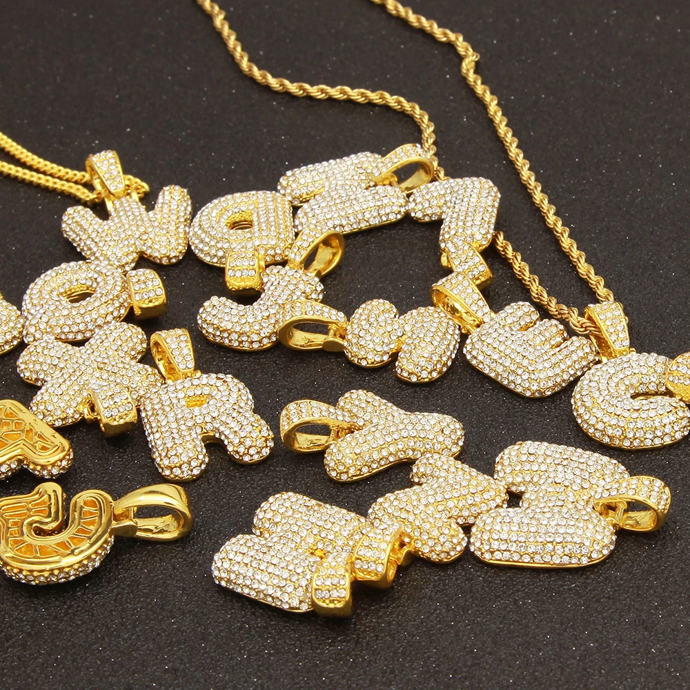 BXW пользовательские Пузырьковые буквы имя кулон Iced out Золото Серебро RoseGold горный
