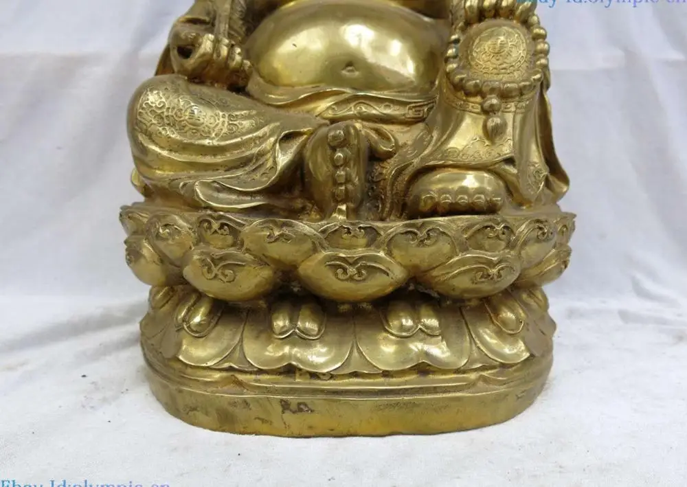 12&quot China brass copper sculpture carved as one wishes Maitreya Buddha Statue | Дом и сад