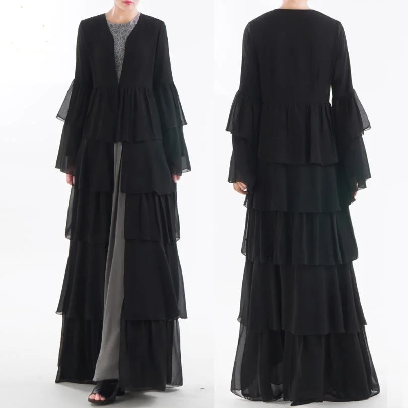 Мусульманская яркая abaya для взрослых Арабская каскадная Абая с оборками