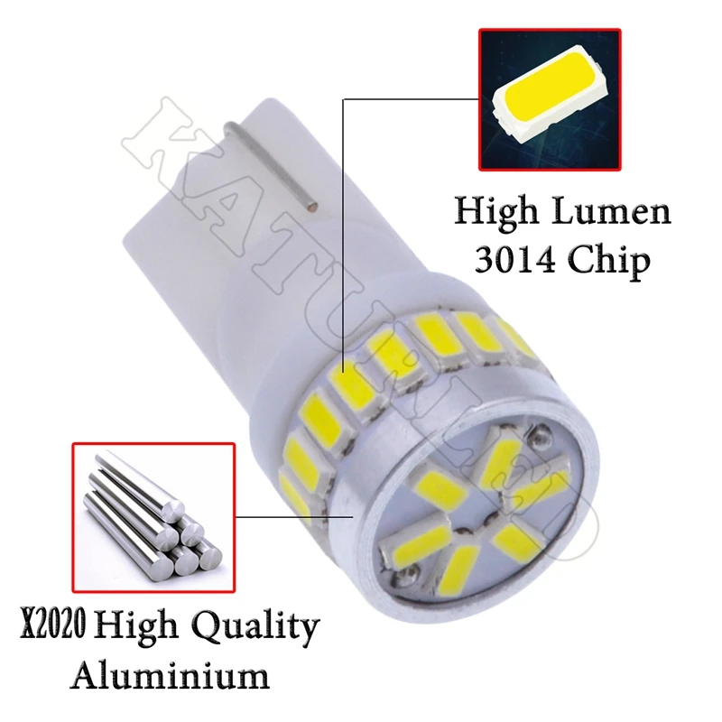 Katur 2шт T10 светодиодный лампы 3014 24SMD 168 175 194 921 2825 светильник для замены автомобиля