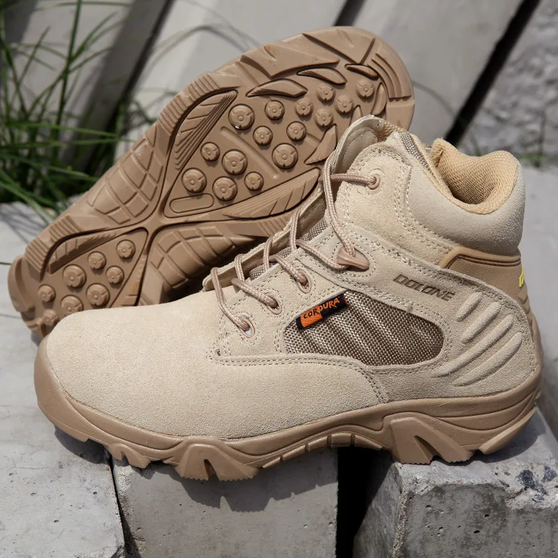 Мужские ботинки в стиле милитари черные дышащие для активного отдыха походов и