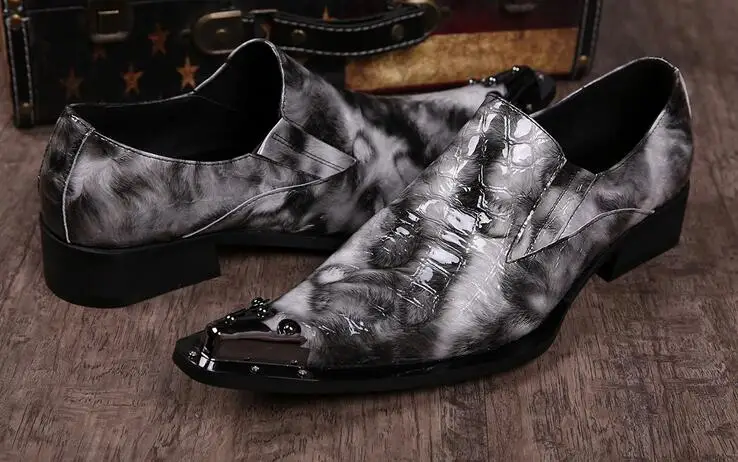Туфли мужские на плоской подошве под змеиную кожу 6-12 размеров | Обувь