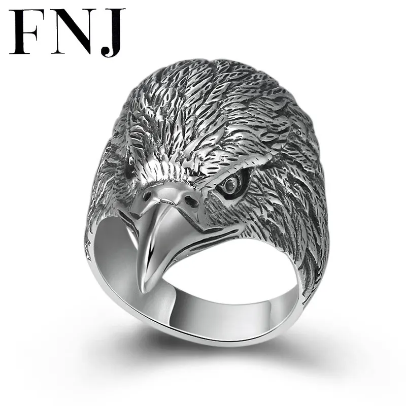 

FNJ 925 Silver Ring Eagle Animal New Fashion Punk Jewelry Original S925 Sterling Silver Rings for Men Size 8-10.5 bague