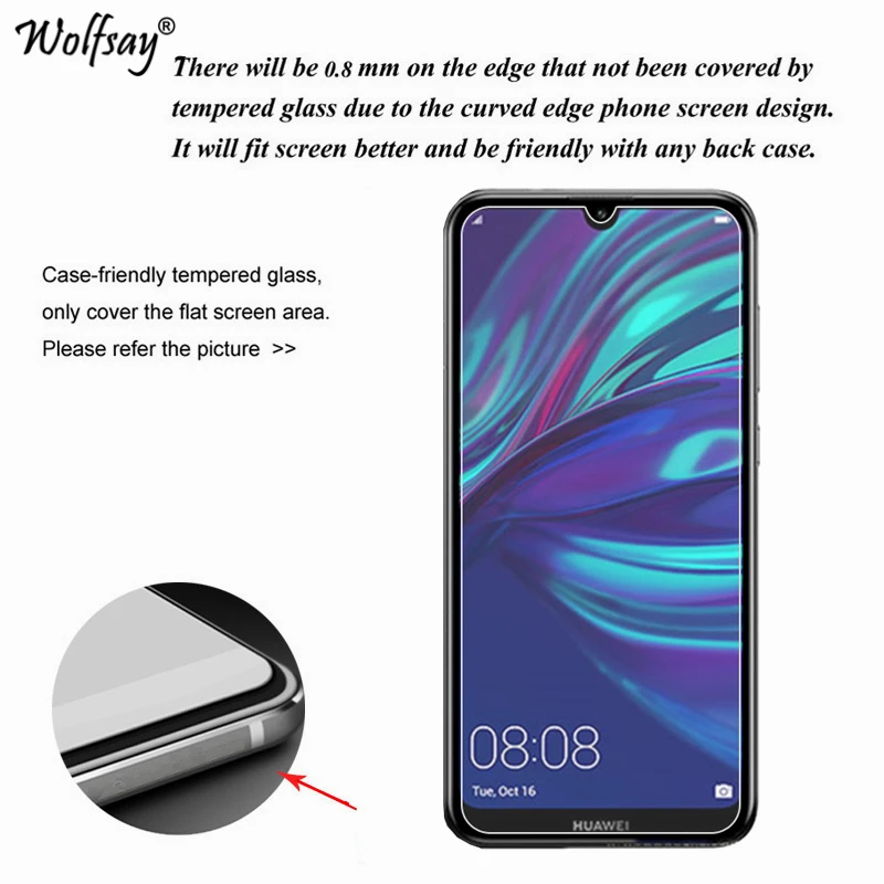 2 uds 9H vidrio Huawei Y7 2019 de vidrio templado Protector de pantalla para Huawei Y7 2019 de vidrio pel&iacute;cula del tel&eacute;fono Huawei Y7 2019 pel&iacute;cula protectora-1